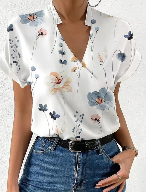 Floral V-Neck Blouse for Women